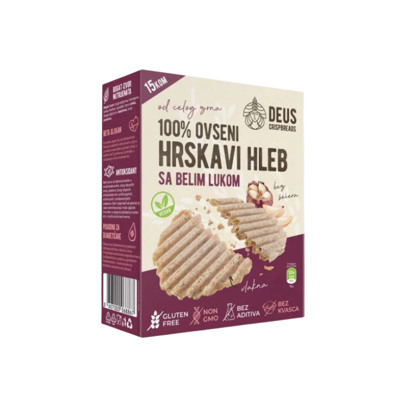 hrskavi beli luk hleb Ovseni hrskavi hleb sa belim lukom, bez glutena 150g - Slika 1