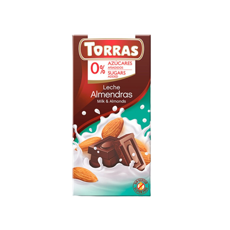 milk almonds torras Torras mlečna čokolada sa bademom bez šećera 75g - Slika 1
